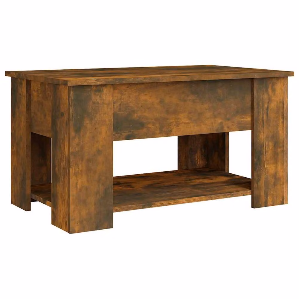 Berkfield Home Modern Smoked Oak Coffee Table in Brown, W/D/H: 79 x 49 x 41 cm – 3