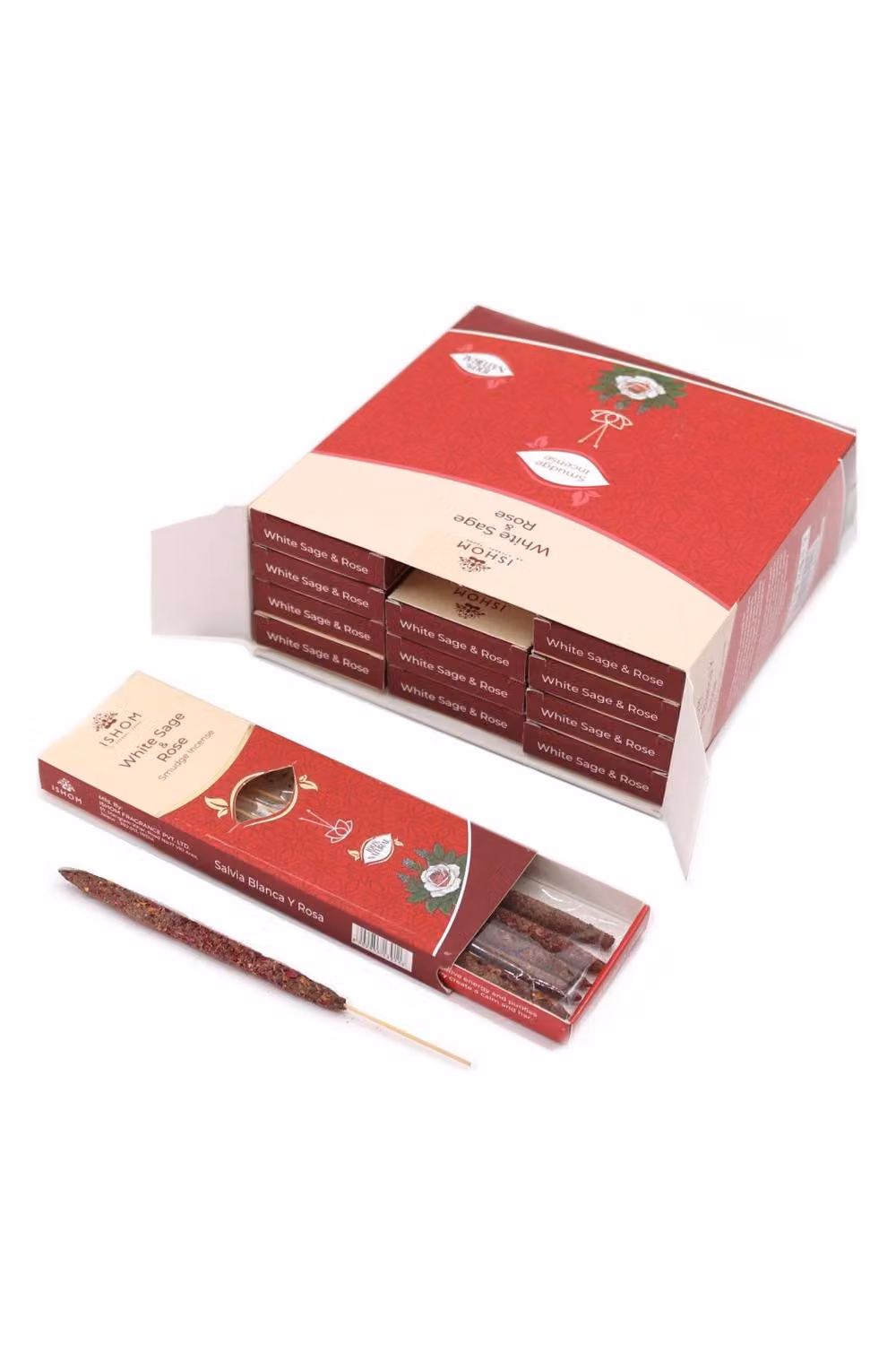 KDMD Ishom Smudge Incense Sticks White Sage and Rose in Brown – 2