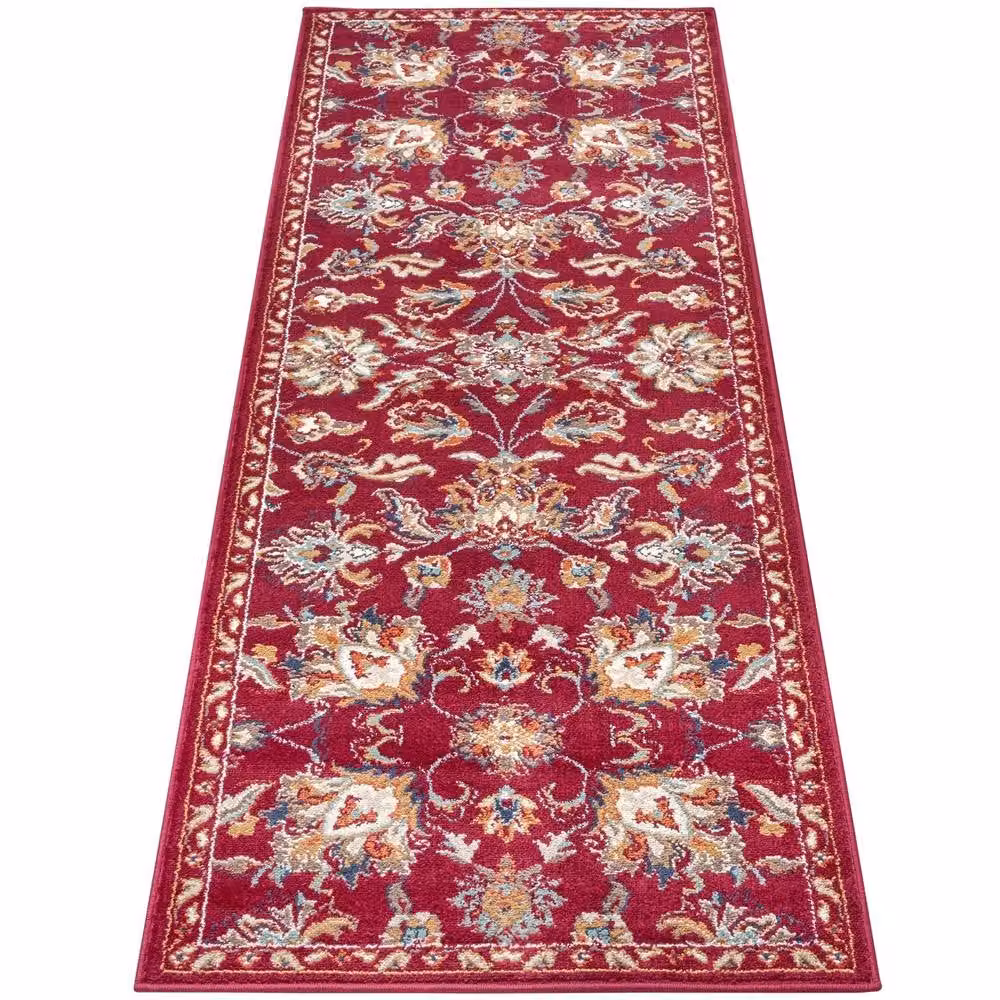 THE RUGS Caracci Orient Rug in Red with Vintage Floral Design, W: 80 cm, L: 240 cm – 4