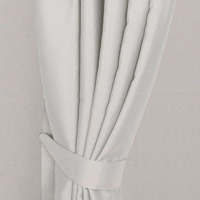 Homescapes Herringbone Chevron Curtain Tie Back Pair in Cream, Yellow and Beige
