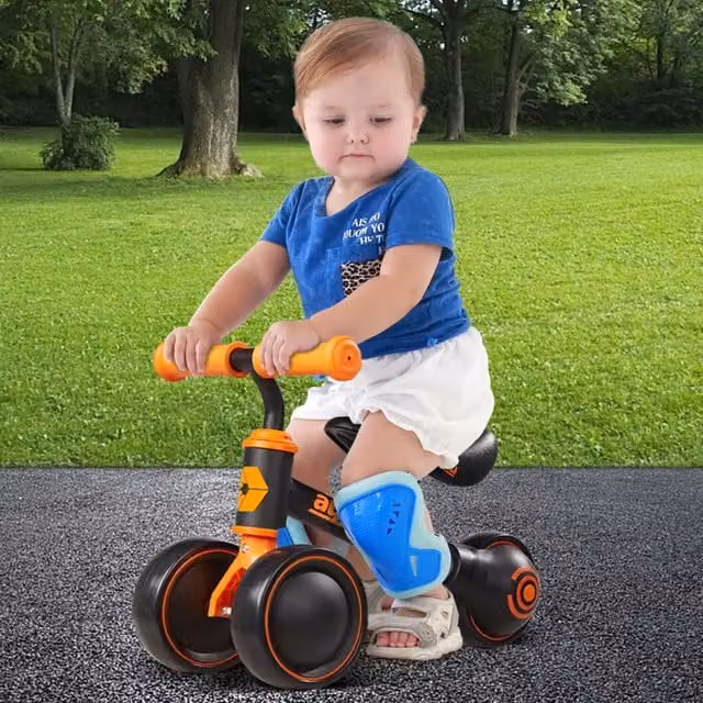 AyeKu Baby Toddler Balance Bike with Adjustable Seat and Silent EVA Foam Wheels, Black