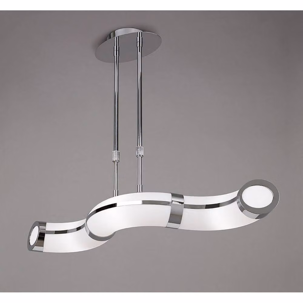 Netlighting Guss Telescopic 3 Light GU10 Bar Pendant Light in Chrome and White with Grey Acrylic – 2