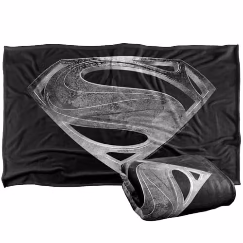 LOGOVISION Justice League Movie Superman Symbol Black Suit Super Soft Silky Touch Fleece Throw Blanket, W: 91 cm, L: 147 cm – 1