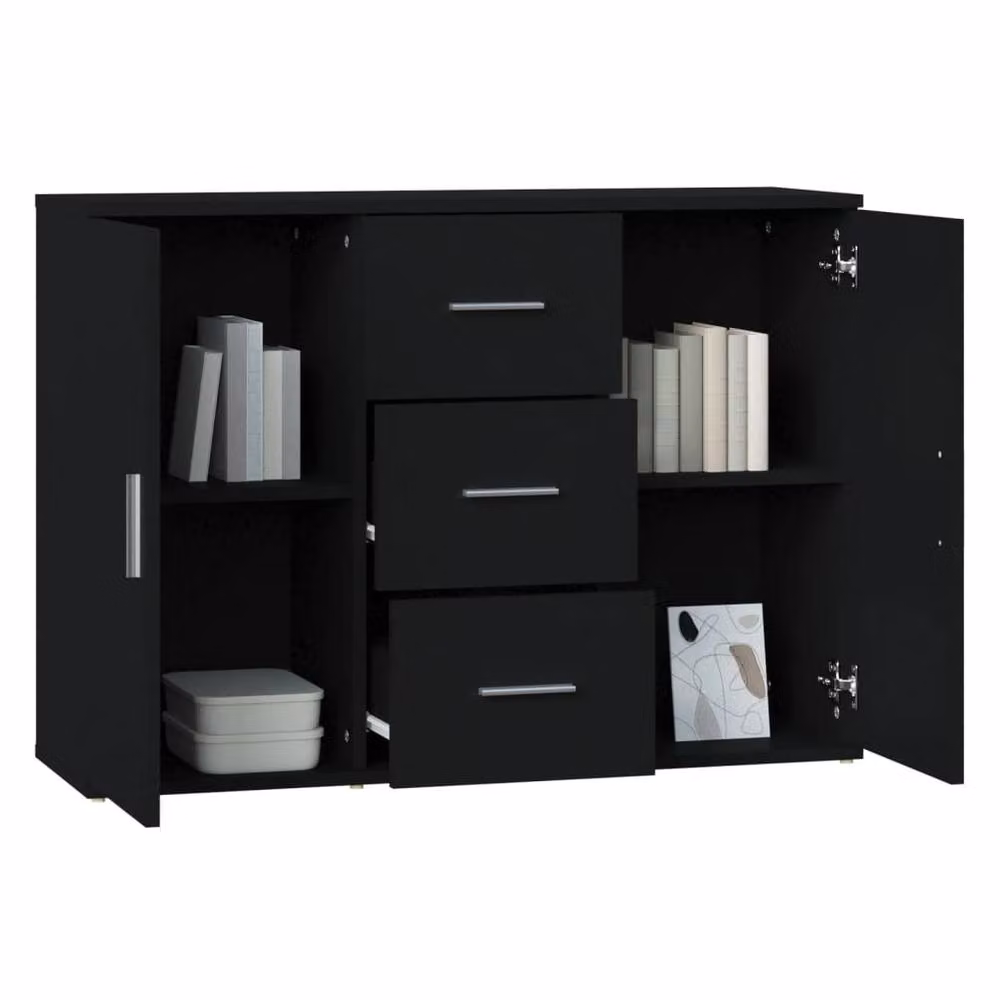 Berkfield Home Black Matt Minimalist Sideboard, W/D/H: 91 x 29.5 x 65 cm – 3