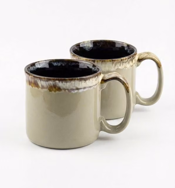 Scandi Home Set of 2 Green Ceramic Mugs, 560ml