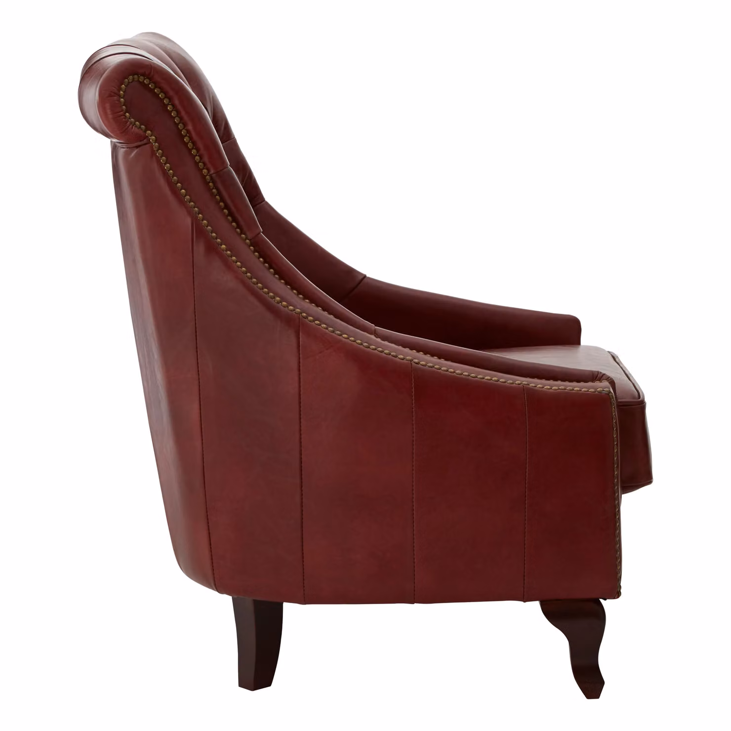 Orsina Red Leather Lounge Chair with Solid Wood Frame – 4