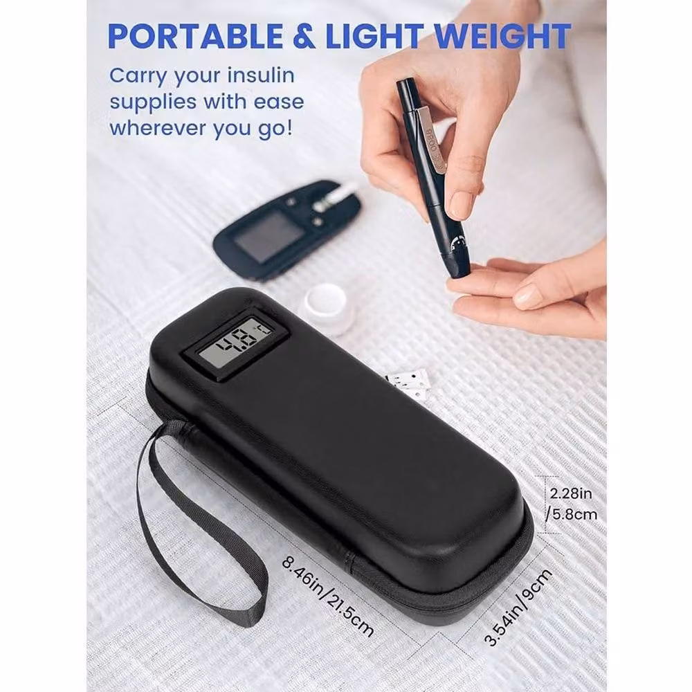 NESTLUNE Insulin Cooler Travel Case Diabetic Medicine Cool Bag, Black, W: 100 cm, D: 60 cm – 2