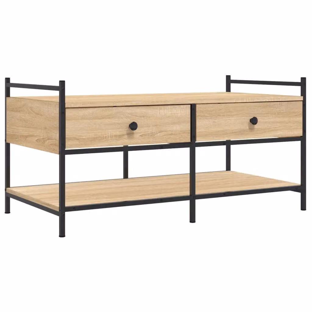 Berkfield Home Sonoma Oak Coffee Table in Brown, W: 99 cm, D: 50 cm, H: 50 cm – 2