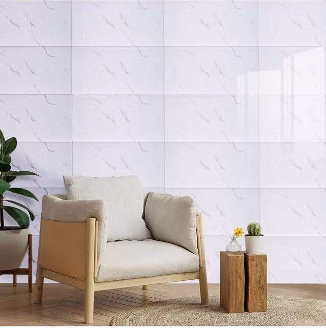 Living and Home 10pcs White Marble Peel and Stick PVC Wall Stickers with Stone Look