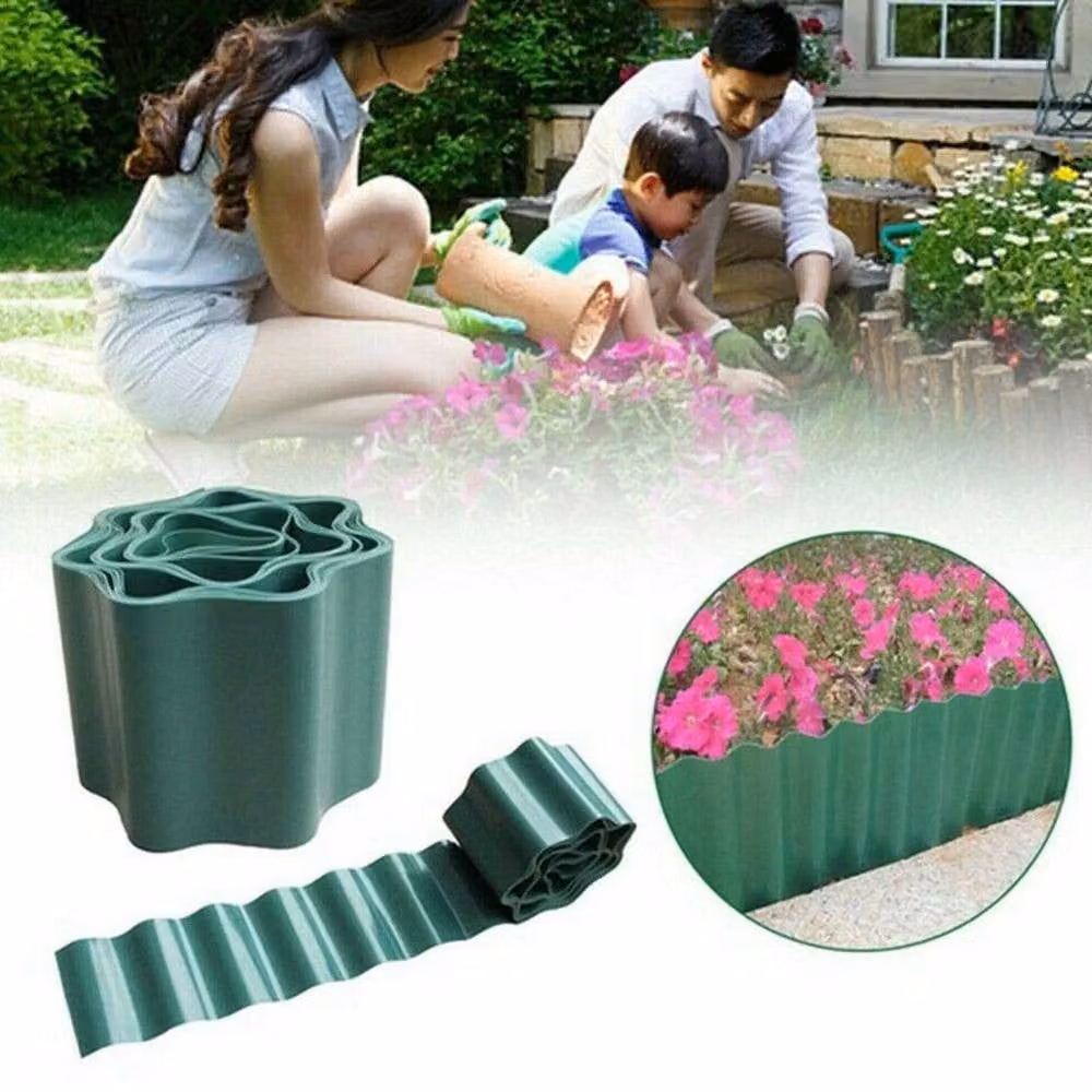 NESTLUNE Corrugated Garden Separator Lawn Grass Border Fence, Green, W/H: 100 x 15 cm – 6