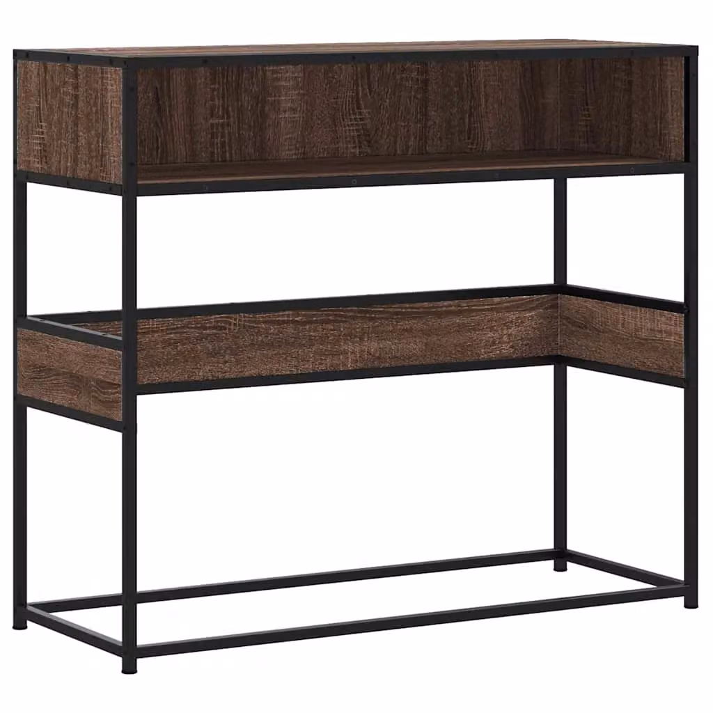 Berkfield Home Industrial Console Table in Brown Oak, W/D/H: 90 x 35 x 80 cm – 2