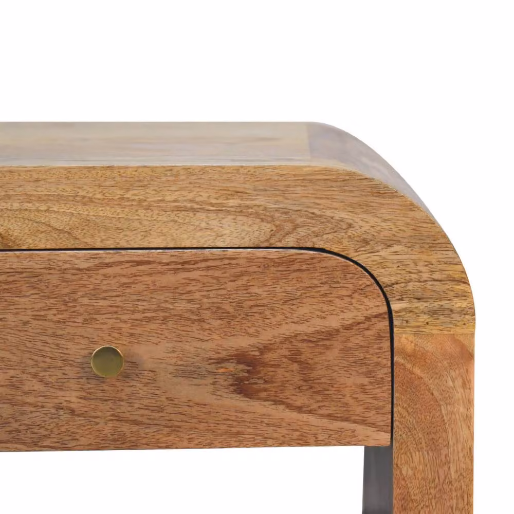 Direct Wicker Darcy Solid Mango Wood Bedside Table with 1 Drawer in Light Brown, W/D/H: 40 x 35 x 45 cm – 3
