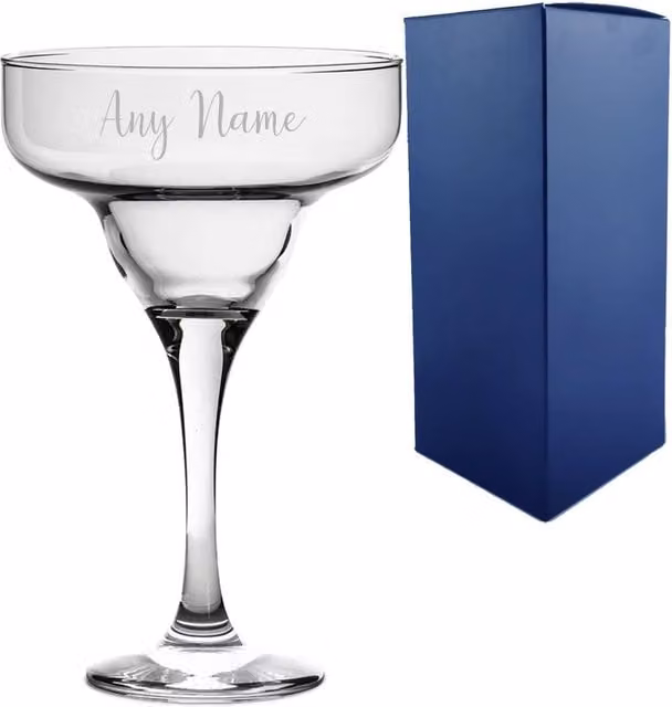 Uniqueful Personalised Margarita Cocktail Glass with Custom Script Name, 295ml, Clear – 1