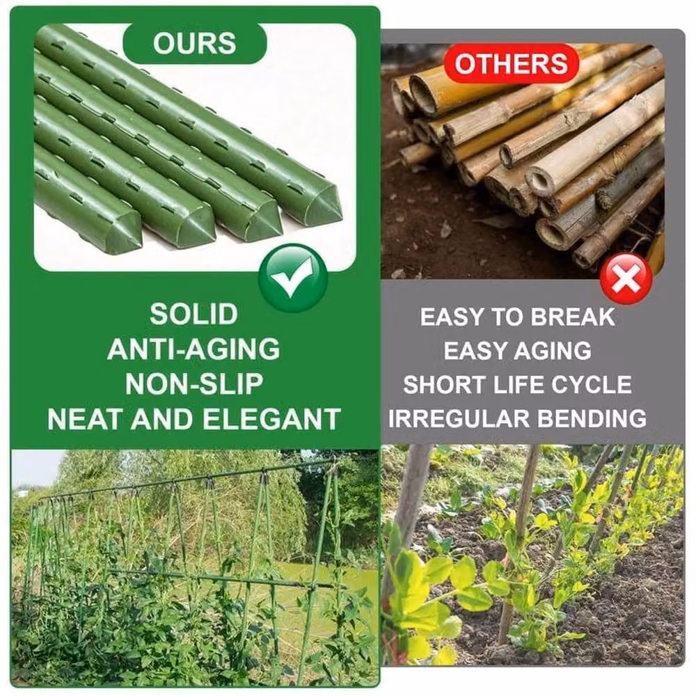 Flavora 96-Piece Green Plastic Coated Metal Garden Plant Support Stakes, Height: 100 cm, Width: 15 cm – 3