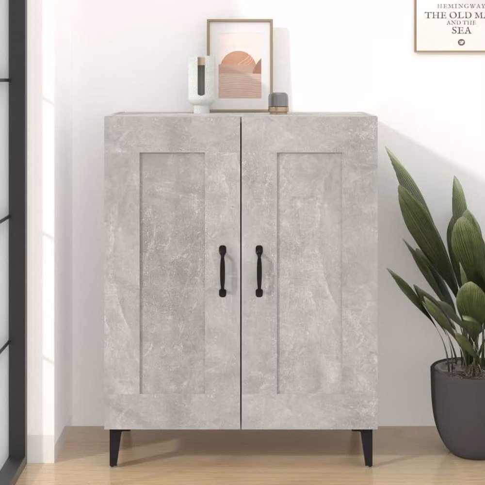 Berkfield Home Modern Sideboard in Concrete Grey, W/D/H: 69.5 x 34 x 90 cm – 2