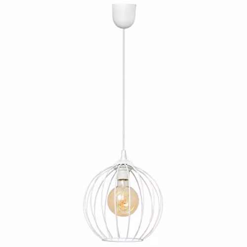 Netlighting Helam Mercure Wire Frame Pendant Ceiling Light in White, Diameter: 24 cm