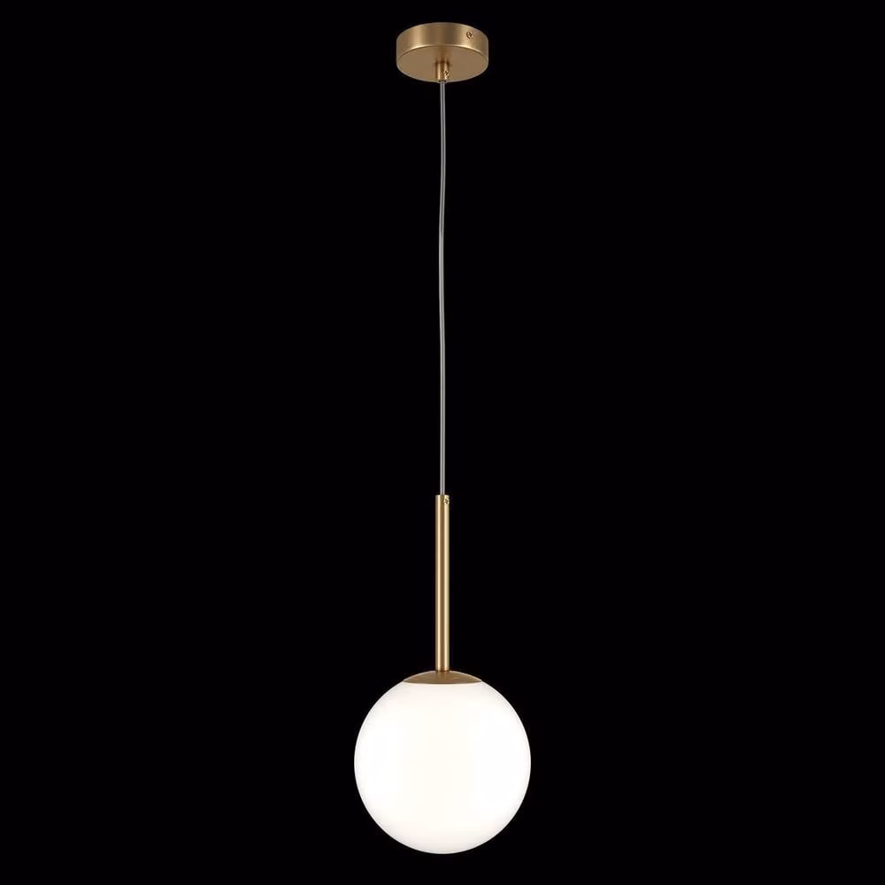 Maytoni Basic Form Medium Modern Globe Pendant Ceiling Light in Gold/Brass with White Glass and E14 Socket – 2