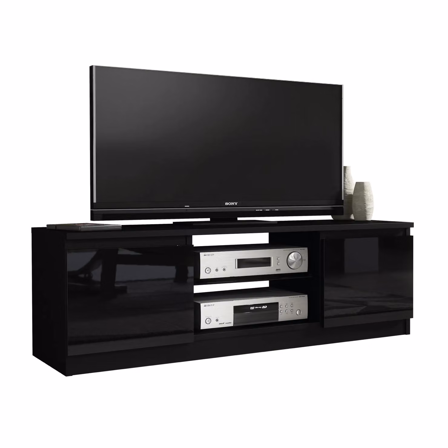 Creative Furniture Modern Black High Gloss TV Unit W: 120 cm, D: 38 cm, H: 40 cm – 3