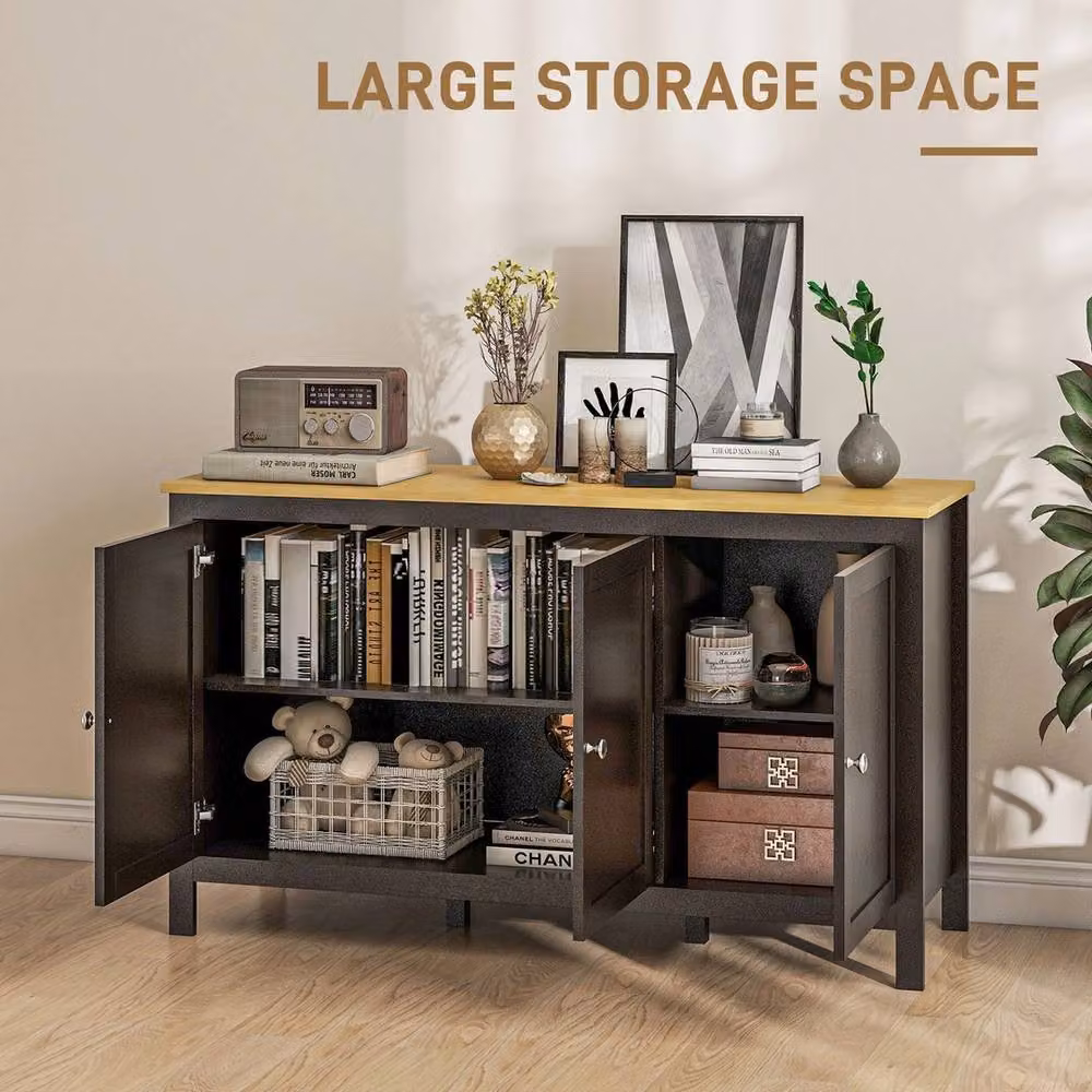 NESTLUNE Modern Black Matt Metal Sideboard Buffet Storage Cabinet – 3