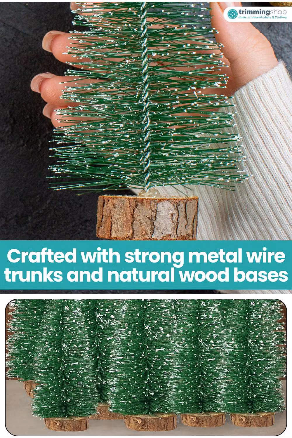 Neel Blue Set of 8 Green and White Mini Christmas Trees for Tabletop Decoration – 3