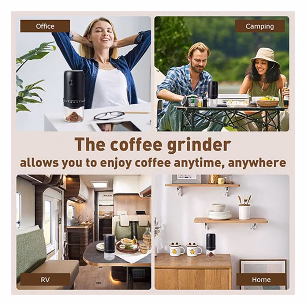 Dragodirect Portable Rechargeable Electric Coffee Grinder with Conical Ceramic Burr in Black – 5