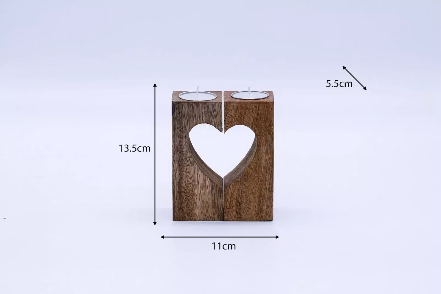 Marco Paul Classic Wood Cut Out Heart Tea Light Holder in Brown and Beige – 4
