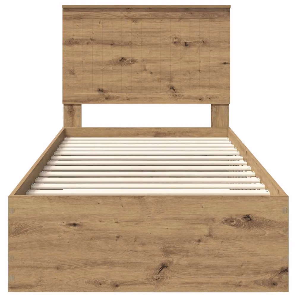 Berkfield Home Artisan Oak Bed Frame with Drawer, Brown Engineered Wood, W/D/H: 90 x 200 cm – 3