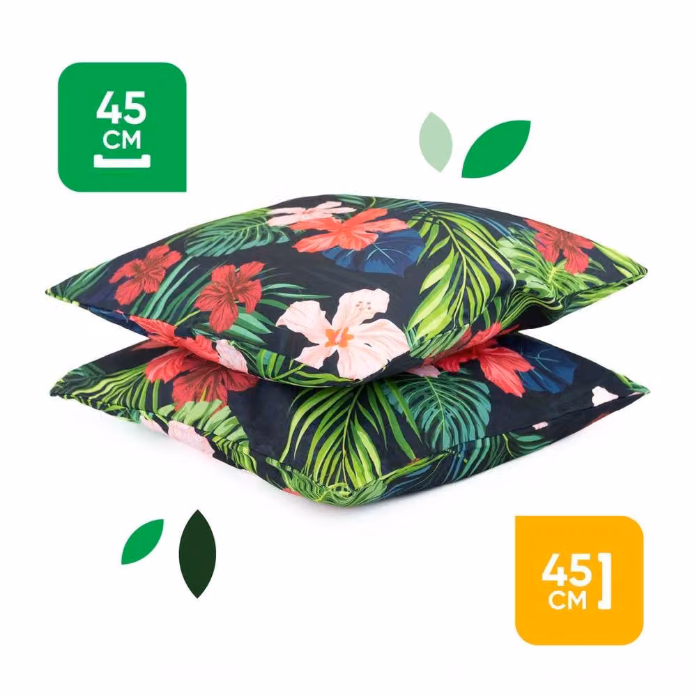 Gardenwize Pack of 2 Multicolour Floral Tropical Leaf Square Scatter Cushions – 2