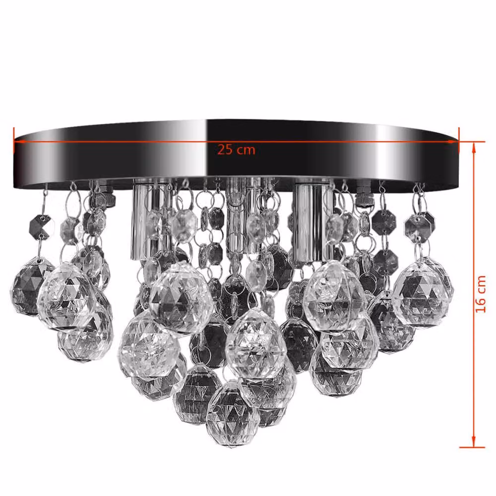 Berkfield Home Crystal Design Pendant Ceiling Lamp in Chrome and Silver – 4