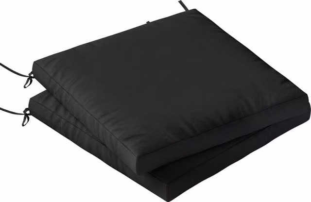 Outsunny Set of 2 Waterproof Outdoor Seat Cushions with Ties in Black