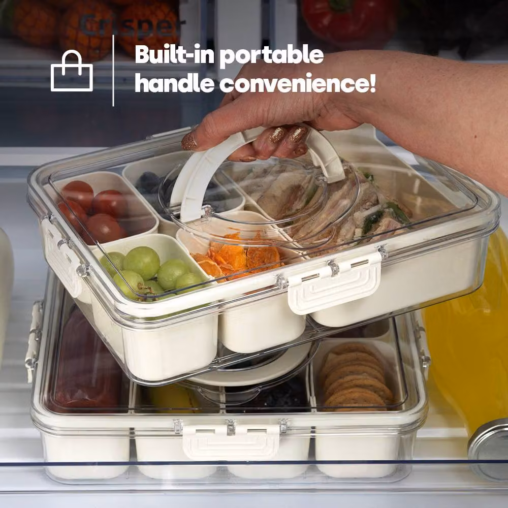 LIVIVO Airtight 5-Tray Snack Storage Box with Dividers in Beige – 4