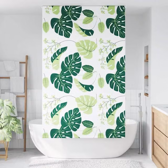 Berkfield Home Green Opaque Fabric Shower Roller Blind, W/D/H: 120 x 116 x 240 cm – 1