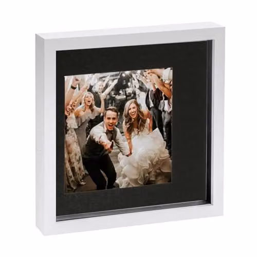 Nicola Spring Modern Square 3D Shadow Box Photo Frame with Mount, Black, White or Grey – 1