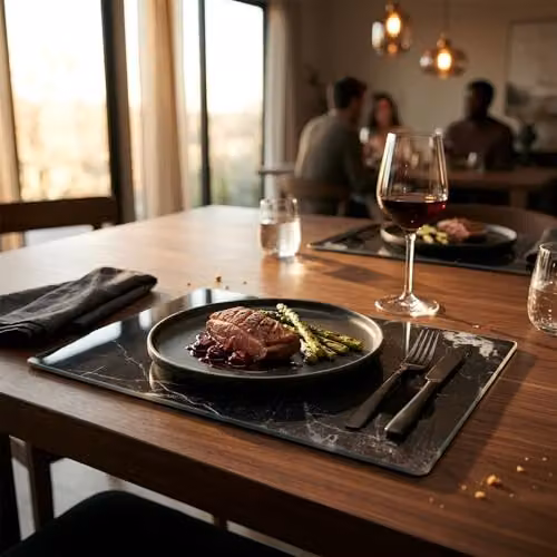 Harbour Housewares Black Glass Placemats, Set of 6, W: 30 cm, D: 20 cm – 4