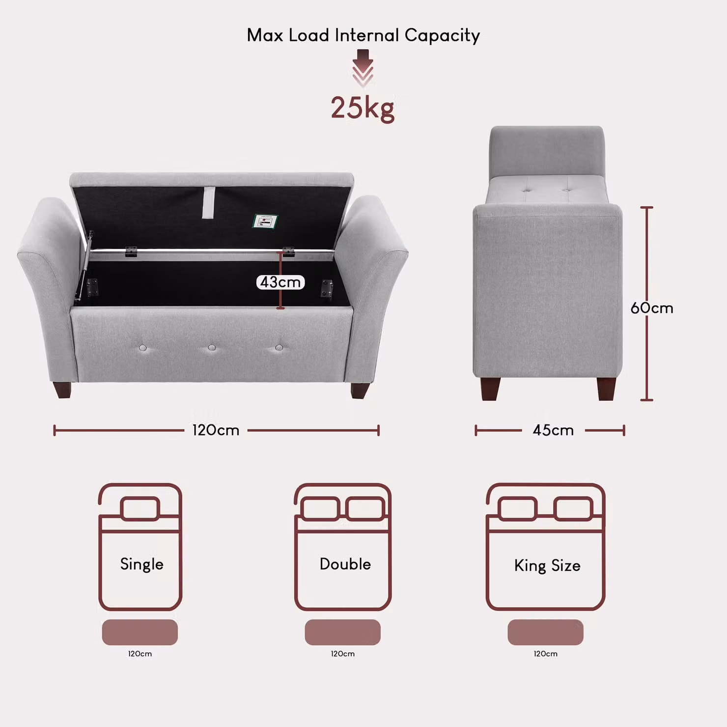 Vida Designs Seville Storage Ottoman in Light Grey Velvet Fabric – 2