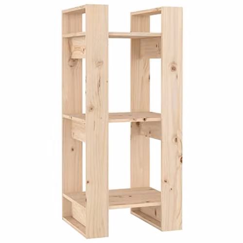 vidaXL Freestanding Solid Pine Wood Bookshelf and Room Divider in Brown, H 91 cm x W 41 cm x D 35 cm – 1