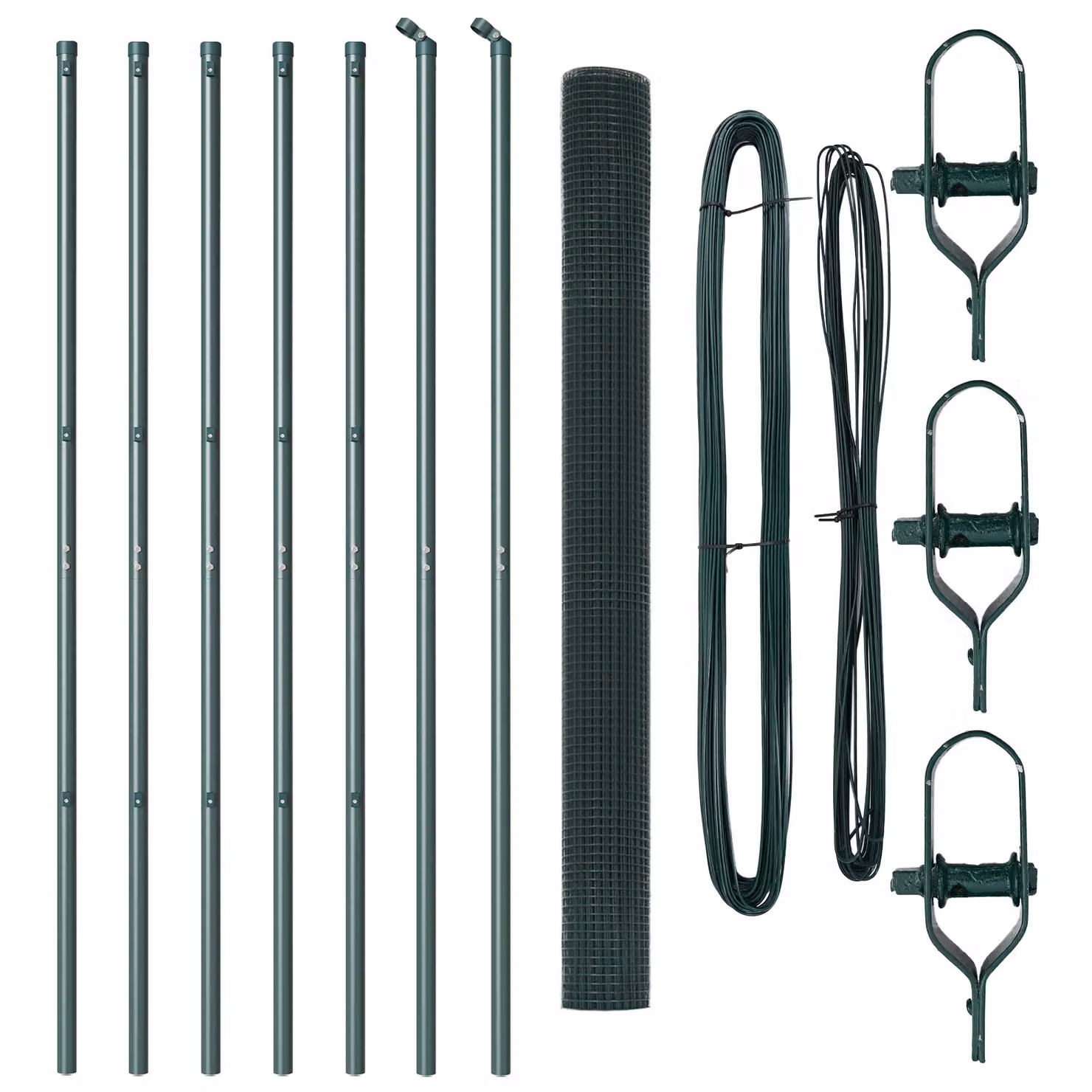 Berkfield Home Green Steel Welded Wire Fence with 7 Posts, W: 10 m, H: 1.6 m – 3