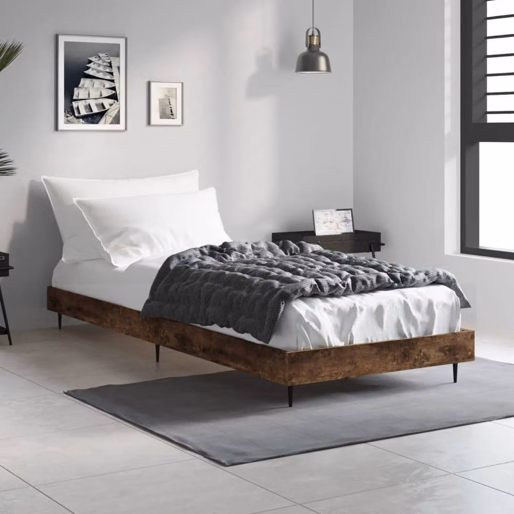 Berkfield Home Durable Bed Frame in Smoked Oak Brown, W/D/H: 80 x 190 cm – 2