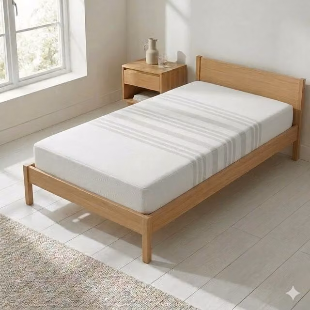OAT Home Sunrise Memory Foam Mattress, Beige and White, W/D/H: 90 x 190 x 14 cm