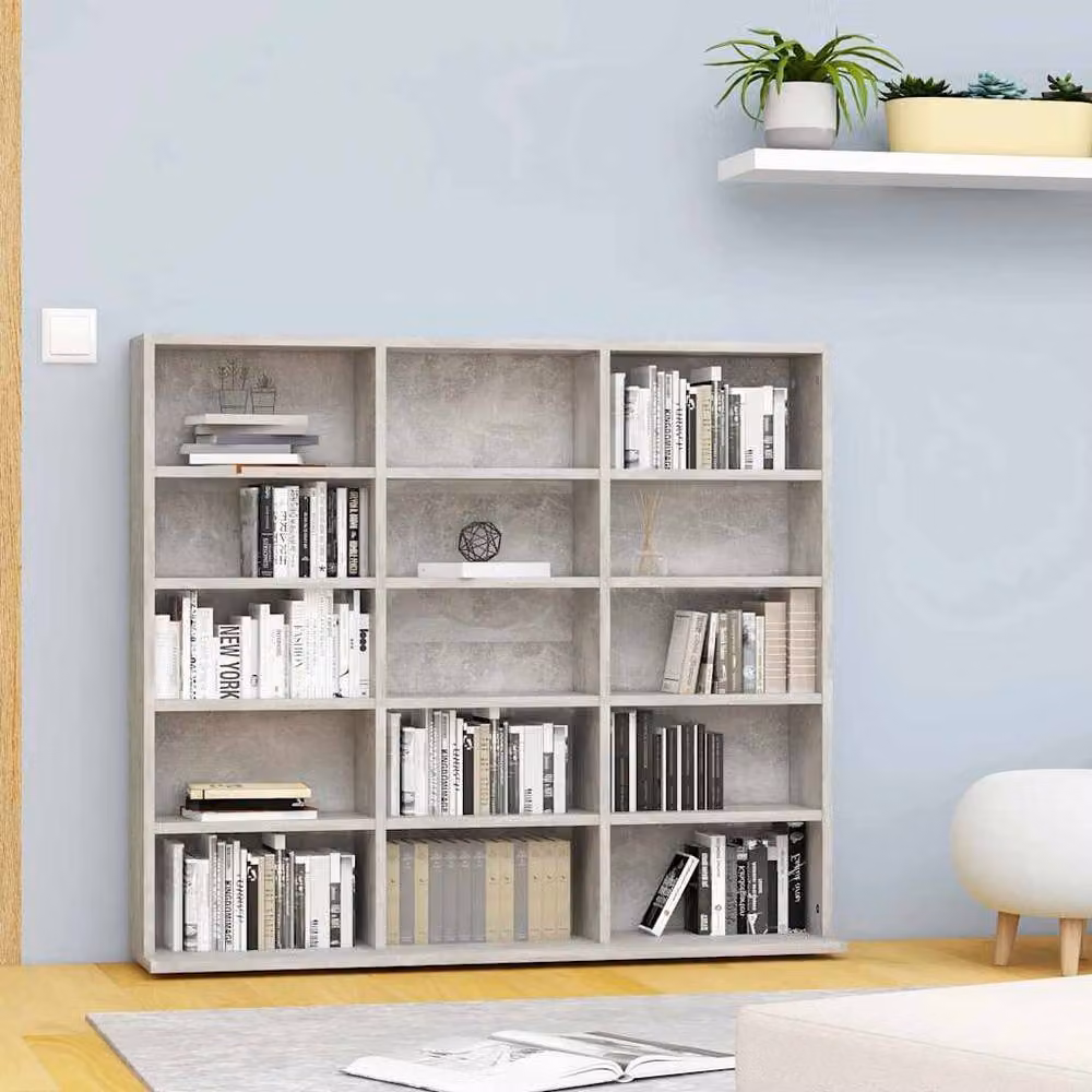 Berkfield Home Modern CD Cabinet in Concrete Grey, W/D/H: 102 x 23 x 89.5 cm – 2