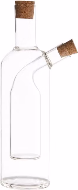 Orsina 2-in-1 Glass Oil and Vinegar Dispenser with Airtight Cork Stopper, Transparent