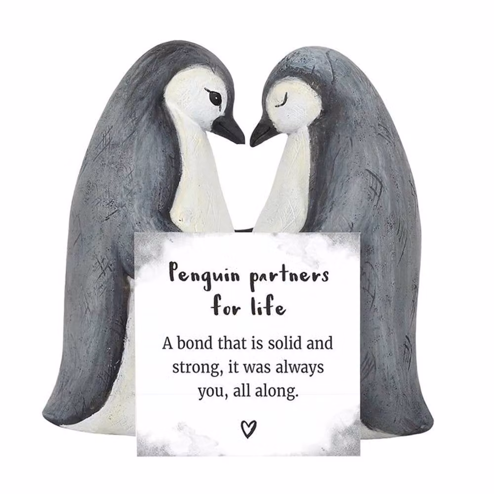 Uniqueful Penguin Partners For Life Ceramic Tabletop Ornament in Grey – 2