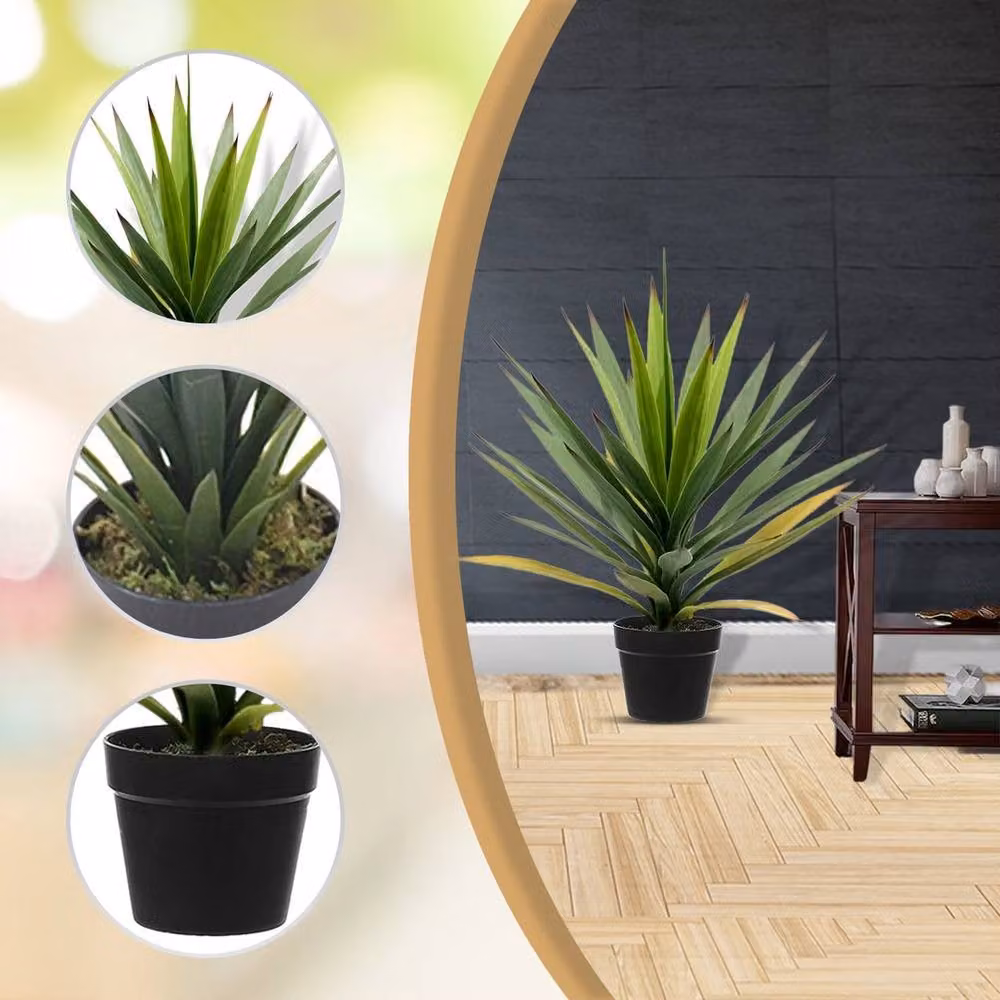 NESTLUNE Set of 2 Green Artificial Agave Succulent Trees, Height: 50 cm – 3