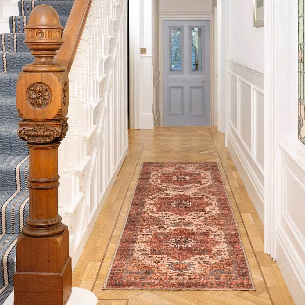 Kukoon Scarlet Distressed Soft Pile Area Rug in Red, W: 80 cm, L: 300 cm – 4