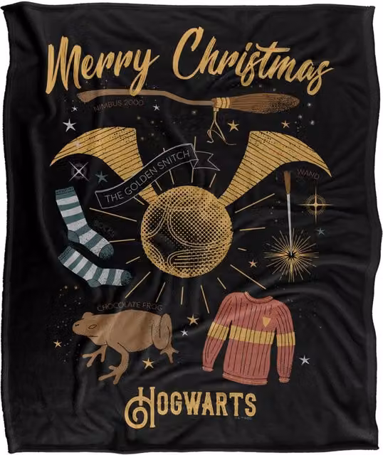 Warner Bros. Harry Potter Merry Christmas From Hogwarts Super Soft Fleece Throw Blanket, Multicolour, W: 91.44 cm, L: 147 cm – 6