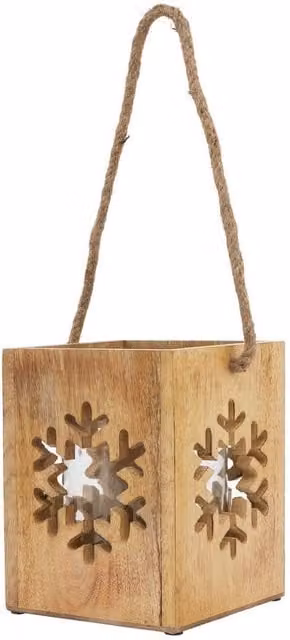 Hill Interiors Wooden Snowflake Tealight Holder, Brown, W/D/H: 14 x 14 x 14 cm – 1