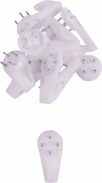 Blackspur White Plastic and Steel Wall Hooks, Pack of 10, 40mm