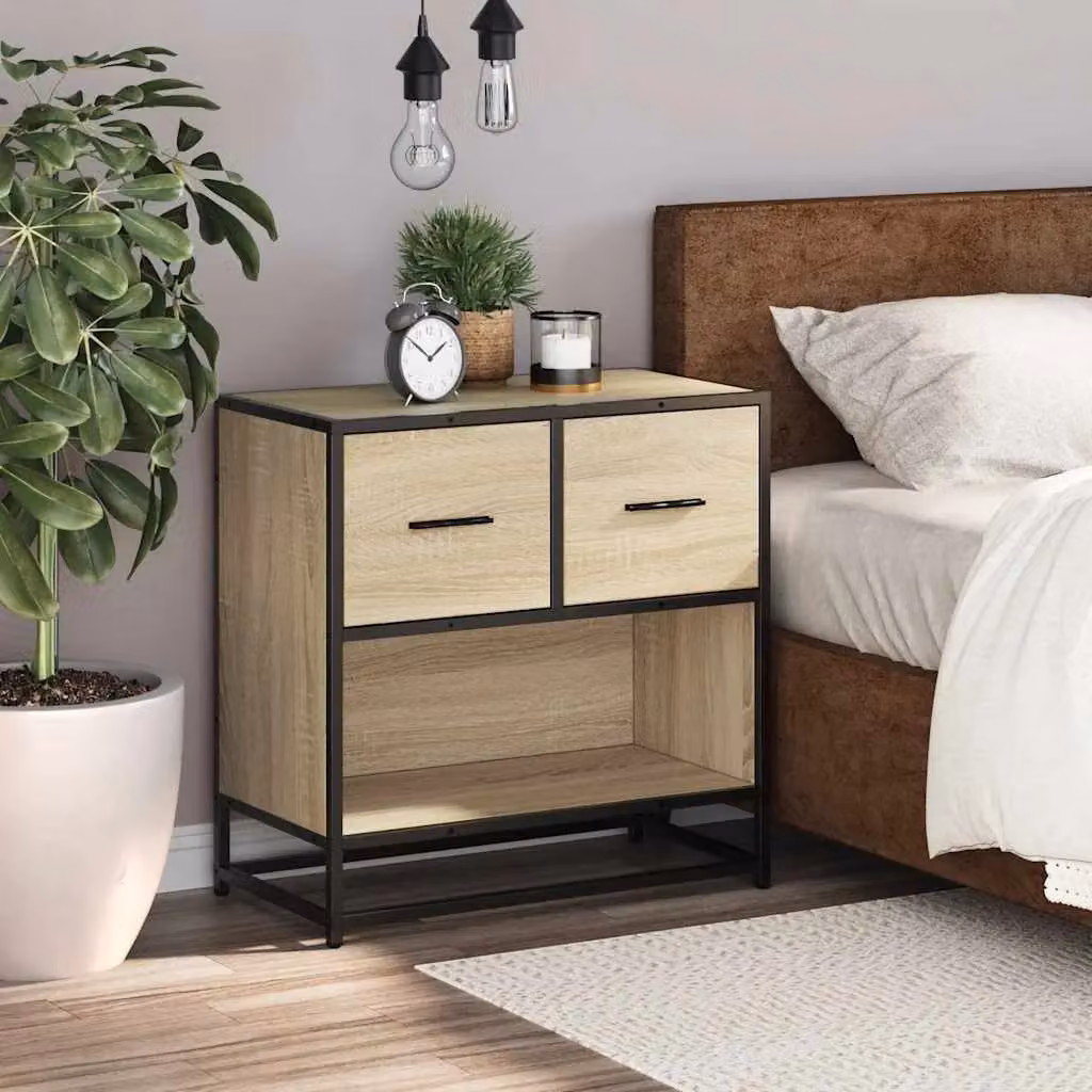 Berkfield Home Bedside Cabinet in Sonoma Oak Brown, W/D/H: 60 x 31 x 60 cm – 3