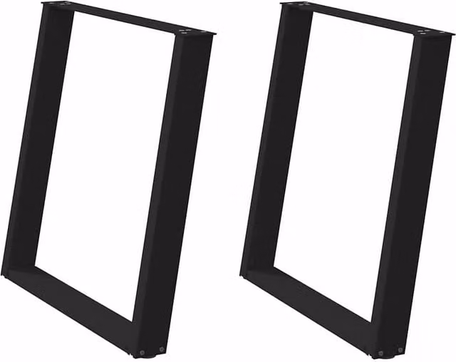 Berkfield Home vidXL U-Shaped Dining Table Legs, 2 Pieces, Black Steel, H: 72.5 x W: 70 cm