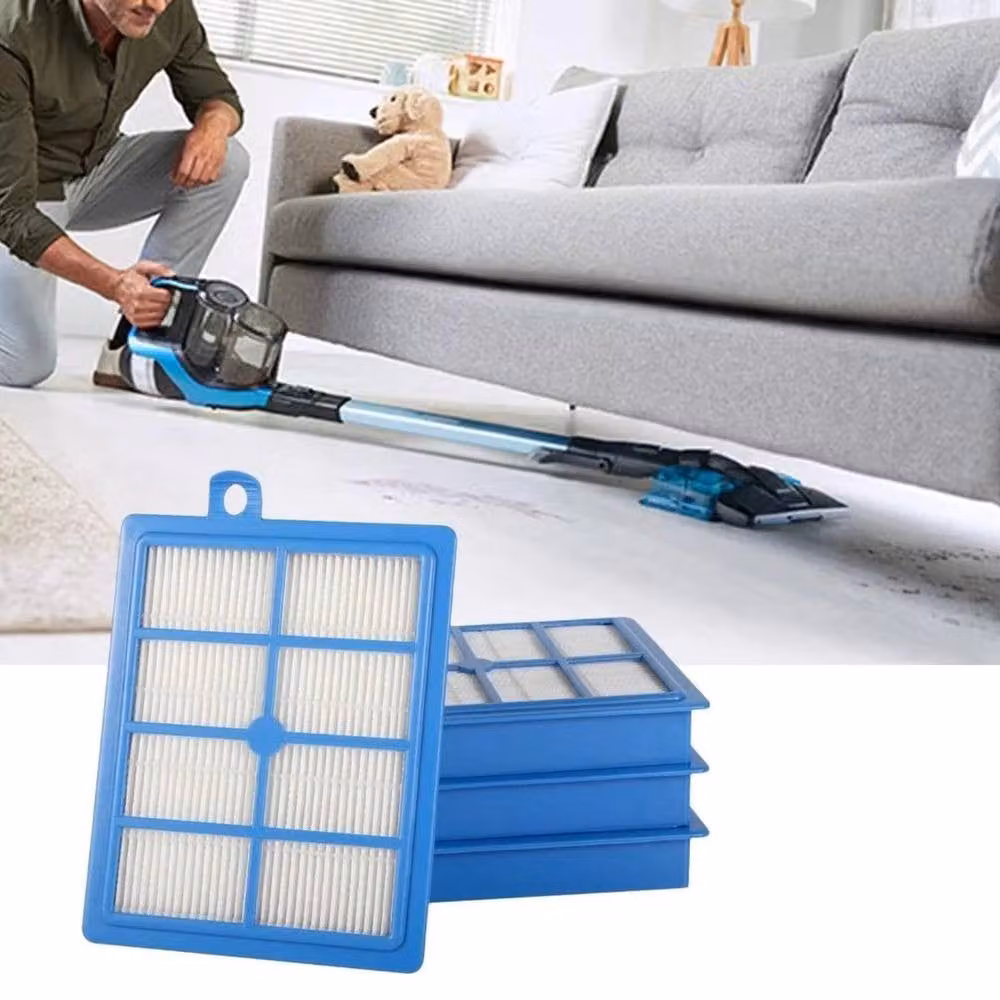 FLAVORA 4pcs HEPA Filter Set for AEG VX6 VX7 Philips Vacuum Cleaner, Blue, W: 100 cm, D: 15 cm – 4